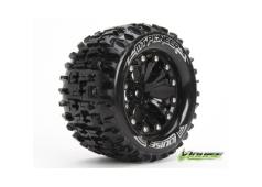 Louise RC - MT-PIONEER - 1-10 Monster Truck Banden Set - Verlijmd op velg - Soft - 2.8" Velgen Zwart - 0-Offset - EP STA