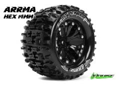 Louise RC - MT-PIONEER - 1-10 Monster Truck Banden Set - Verlijmd op velg - Soft - 2.8" Velgen Zwart Chroom - Zeskant 14