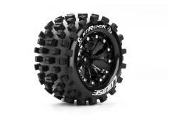 Louise RC - MT-ROCK - 1-10 Monster Truck Banden Set - Verlijmd op velg - Soft - 2.8" Velgen Zwart - 0-Offset - EP STAMPE