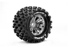 Louise RC - MT-ROCK - 1-8 Monster Truck Banden Set - Verlijmd op velg - Medium - 3.8" Velgen Chroom - 0-Offset - EP E-MA