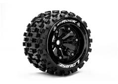 Louise RC - MT-ROCK - 1-8 Monster Truck Banden Set - Verlijmd op velg - Medium - 3.8" Velgen Zwart - 1/2"-Offset - EP E-