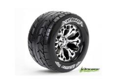 Louise RC - MT-ROCKET - 1-10 Monster Truck Banden Set - Verlijmd op velg - Soft - 2.8" Velgen Chroom - 0-Offset - 2.8" V