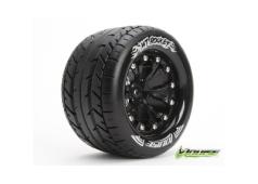 Louise RC - MT-ROCKET - 1-10 Monster Truck Banden Set - Verlijmd op velg - Soft - 2.8" Velgen Zwart - 0-Offset - EP STAM