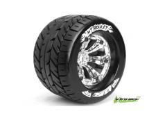 Louise RC - MT-ROCKET - 1-8 Monster Truck Banden Set - Verlijmd op velg - Medium - 3.8" Velgen Chroom - 0-Offset - EP E-