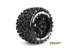 Louise RC - MT-UPHILL - 1-8 Monster Truck Banden Set - Verlijmd op velg - Medium - 3.8" Velgen Zwart - 0-Offset - EP E-M