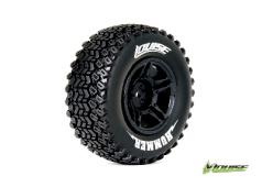 Louise RC - SC-HUMMER - 1-10 Short Course Banden Set - Verlijmd op velg - Soft - Velgen Zwart - LOSI TEN-SCTE 4X4 - Voor