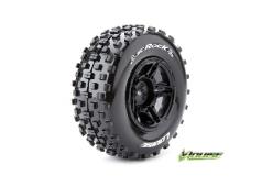 Louise RC - SC-ROCK - 1-10 Short Course Banden Set - Verlijmd op velg - Soft - Velgen Zwart - LOSI TEN-SCTE 4X4 - Voor -