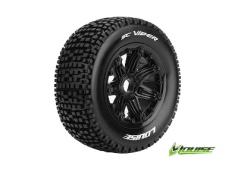 Louise RC - SC-VIPER - 1-5 Short Course Truck Banden Set - Verlijmd op Velg - SPORT - Velgen Zwart - Hex 24mm - 1 Paar