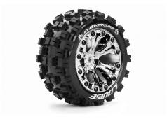 Louise RC - ST-MCROSS - 1-10 Stadium Truck Banden Set - Verlijmd op velg - Soft - 2.8" Velgen Chroom - 1/2"-Offset - GP