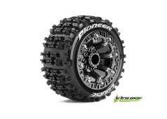 Louise RC - ST-PIONEER - 1-16 Truck Banden Set - Verlijmd op velg - Soft - 2.2" Velgen Zwart Chroom - REVO - SUMMIT - Sa