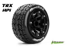 Louise RC - ST-ROCKET - 1-16 Truck Banden Set - Verlijmd op velg - Soft - 2.2" Velgen Zwart - REVO - SUMMIT - Savage XS