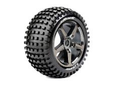 Louise RC - T-ROCK - 1-8 Truggy Banden Set - Verlijmd op velg - Soft - Spaakvelgen Zwart Chroom - 0-Offset - Zeskant 17m