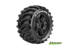 Louise RC - X-CYCLONE - X-Maxx Banden Set - Verlijmd op Velg - SPORT - Velgen Zwart - Hex 24mm - 1 Paar