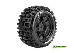 Louise RC - X-PIONEER - X-Maxx Banden Set - Verlijmd op Velg - SPORT - Velgen Zwart - Hex 24mm - 1 Paar