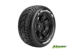 Louise RC - X-ROCKET - X-Maxx Banden Set - Verlijmd op Velg - SPORT - Velgen Zwart - Hex 24mm - 1 Paar