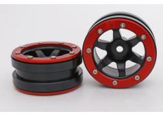 Beadlock Wheels PT- Wave Zwart/Rood 1.9 (2 stuks)