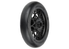 Proline 1/4 SUPERMOTO TIRE FRONT MTD BLACK WHEEL PM-MX