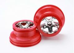 Traxxas TRX5870 Wielen, SCT chroom, rood beadlock stijl, dubbele