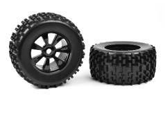 C-00180-378 Off-Road 1/8 Monster Truck Tires - Gripper - Glued on Black Rims - 1 pair