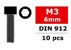 C-30000 Team Corally - Staal schroeven M3 x 6mm - Cilinderkop binnenzeskant - 10 st