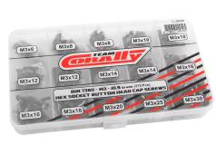 Team Corally - Screw Set M3 - Hex Button Head - DIN 7380 - Steel Black - 10.9 Grade - 15 Sizes - 375 pcs