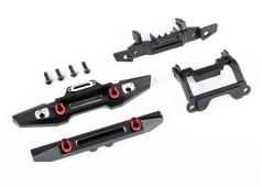 TRX9734X Bumper, front (1) rear (1) 6061-T6 aluminum (black-anodized) (assembled with D-rings)/ bumper mounts (front & r