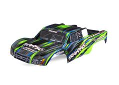 TRAXXAS BODY, SLASH 4X4, GREEN (PAINTED, DECALS APPLIED) (ASSEMBLED WITH FRONT en REAR BODY MOUNT LATCHES FOR CLIPLESS M