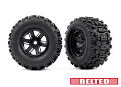 Traxxas TRX7871 Tires & wheels, assembled, glued (X-Maxx black wheels, Sledgehammer belted tires, dual profile