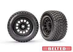 Traxxas TRX7862 Tires & wheels, assembled, glued (XRT Race black wheels, Gravix belted tires, dual profile