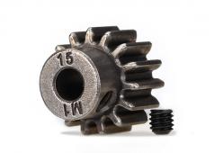 Traxxas TRX6487X Tandwiel, 15-T pinion (1.0 metric pitch) (past op 5mm as) / stelschroef (compatibel met stalen tandwiel