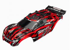 Traxxas TRX6718 Body, Rustler 4X4, rood / raam, grille, lichtplaat (gemonteerd met voorste en achterste carrosserieroost