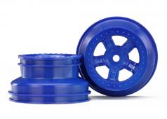 Traxxas TRX7673 Wheels, SCT blue, beadlock style, dual profile (