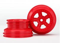 Traxxas TRX7673R Wheels, SCT red, beadlock style, dual profile (