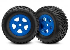 Traxxas TRX7674 Tires and wheels, assembled, glued (SCT blue whe