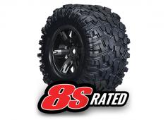 Traxxas TRX7772X Banden & wielen, gemonteerd, gelijmd (X-Maxx zwarte wielen, Maxx AT banden, foam inserts) (links en rec