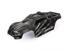 Traxxas TRX8611R Body, E-Revo, zwart / raam, grille, sticker met lichtplaat (gemonteerd met voorste en achterste carross