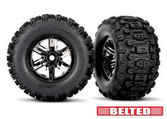Traxxas TRX7871X Tires & wheels, assembled, glued (X-Maxx black chrome wheels, Sledgehammer belted tires, dual profile