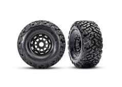 Traxxas Tires & wheels, assembled, glued, left (1), right (1) (black wheels, Maxx Slash
