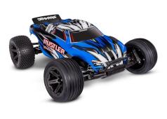 Traxxas Rustler 2wd Brushed  incl battery en USB-C charger blauw