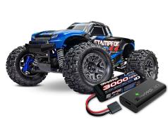 Traxxas STAMPEDE 4X4 BL2-S BRUSHLESS 1/10 SCALE 4WD MONSTER TRUCK TQ 2.4GHZ - BLUE TRX67154-4BLUE INCL. ACCU EN LADER