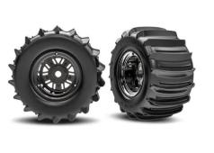 Traxxas TRX10973-BLKC Banden en velgen, gemonteerd en gelijmd Pro Scale Sand Car Race zwart-chroom velgen