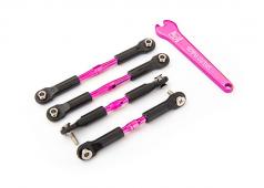 Traxxas TRX3741P Spanschroeven, aluminium (roze geanodiseerd), camber links, voor, 39 mm (2), achter, 49 mm (2) (gemonte