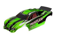 Traxxas TRX3750G Body, Rustler (past ook op Rustler VXL), groen (geverfd, emblemen aangebracht, geassembleerd met vleuge