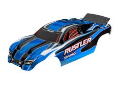 Traxxas TRX3750X Body, Rustler (past ook op Rustler VXL), blauw (geverfd, emblemen aangebracht, geassembleerd met vleuge