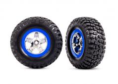 Traxxas TRX5869A Banden en wielen, gemonteerd, gelijmd (SCT-chroom, blauwe beadlock-stijl wielen, BFGoodrich Mud-Terrain