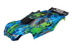 Traxxas TRX6717G Body, Rustler 4X4 VXL, groen / venster, grill, lichten decals (geassembleerd met voorste en achterste c