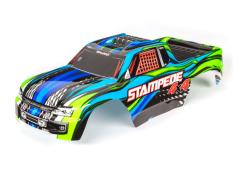 Traxxas TRX6729X Body, Stampede VXL, oranje en blauw (geverfd, emblemen aangebracht)