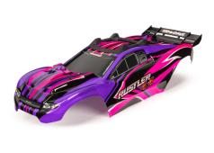 Traxxas TRX6734P Body, Rustler 4X4, roze en paars / raam, grille, stickervel met verlichting (gemonteerd met voor- en ac