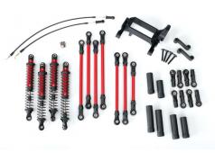 Traxxas TRX8140R Long Arm Lift Kit, TRX-4, compleet (inclusief rood gepoedercoat schakels, rood geanodiseerde schokbreke