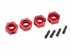 Traxxas TRX8269R Wielnaven, 12 mm zeskant, 6061-T6 aluminium (rood geanodiseerd) (4) / schroefpen (4)